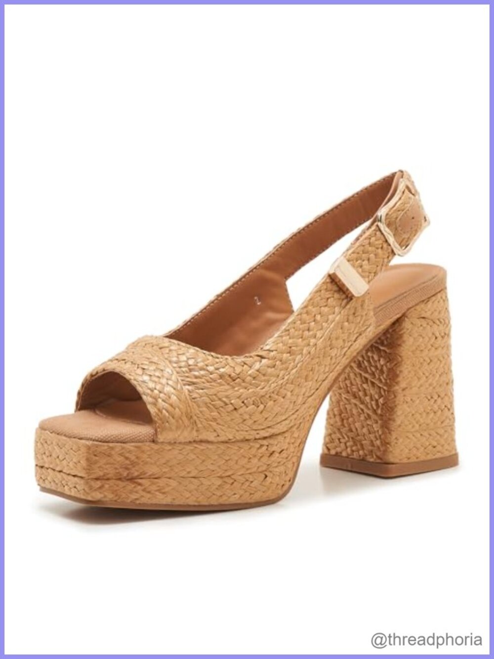 Raffia Platform Sandals Women Open Toe Chunky Block Heel Slingback